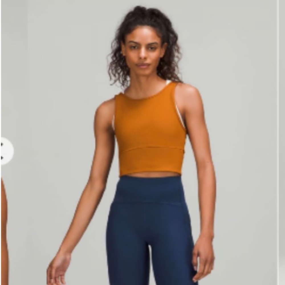 Lululemon Power Pivot Ribbed Tank Top Reversible Crop Shirt Butternut Brown S XS
